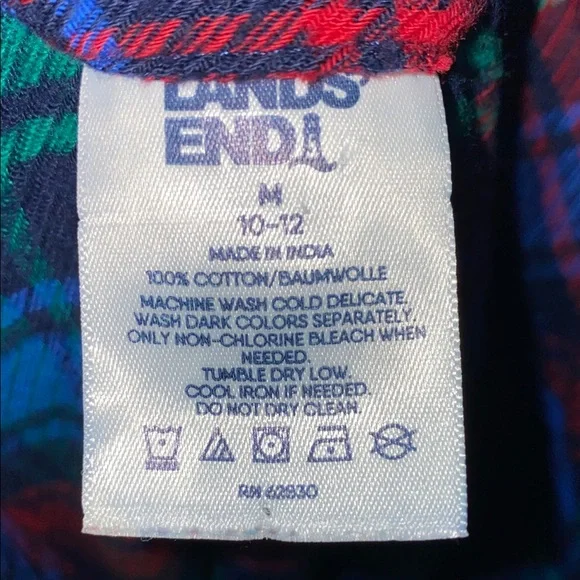 Lands' End Red and Blue Plaid Flannel Shirt - Picture 2 of 5